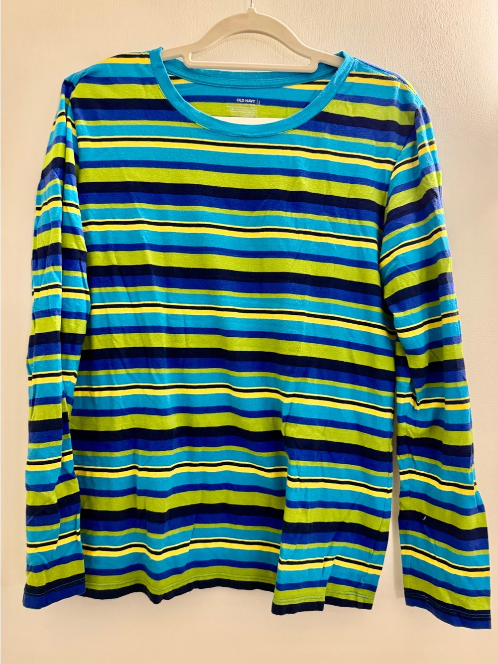 Old Navy Striped Long-Sleeve Tee in Blue & Lime